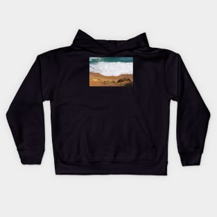 White water rolls in over orange sand at Port Campbell, Australia. Kids Hoodie